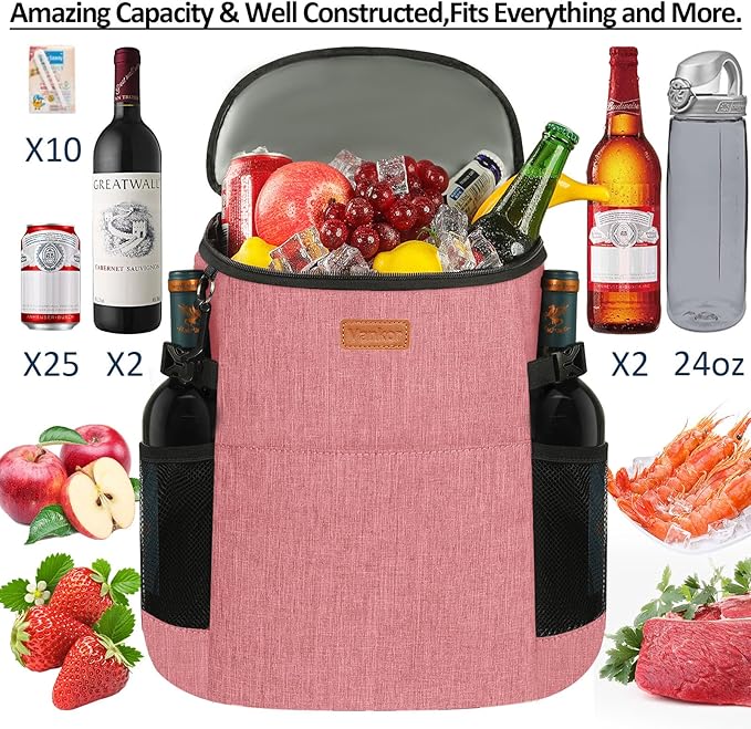 Camping Cooler Backpack 30 45 Cans, Soft Backpack Coolers Insulated Leak Proof Travel Cooler Bag Waterproof Lunch Picnic Beach Work Trip Thermal Bag Drink Beverage Beer Bag Cooler
