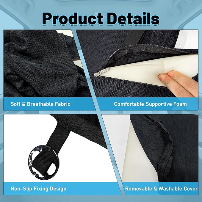 Car Seat Wedge Cushion 3Pcs, Comfortable Car Back Seat Gap Filler to Level Car Backseat, Automotive Foam Wedge Pad for Travel Truck Camping Office & Napping, Black