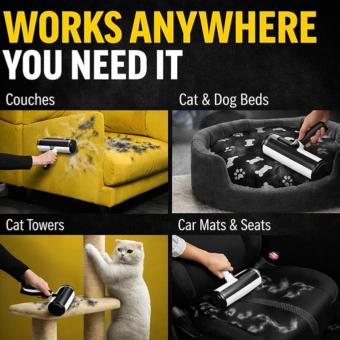 Pet Hair Remover Roller – Reusable Dog & Cat Hair Lint Roller for Couch, Carpet, Furniture, Rugs & Car Seats