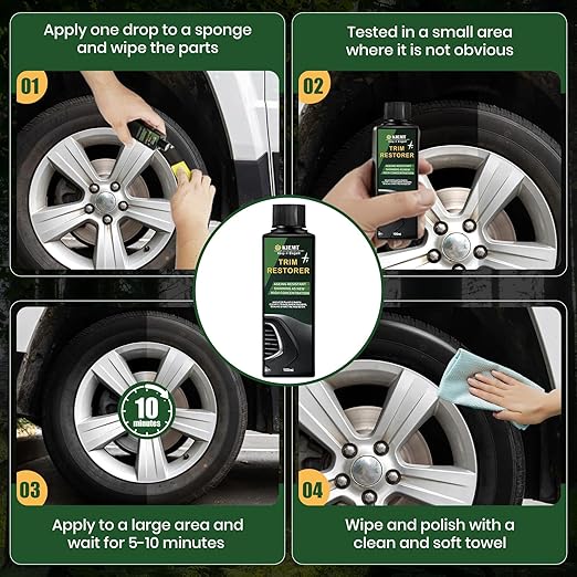 KIEMT Plastic Trim Restorer for Cars Shiny Car Stuff As New Care Kit Faded Plastic Restore
