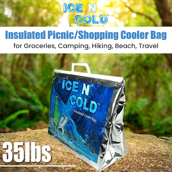 Insulated Cooler Bag - Large 35 lbs Capacity (Pack of 1) | Lightweight, Soft, Collapsible | Ideal for Groceries, Camping, Hiking, Beach, Travel