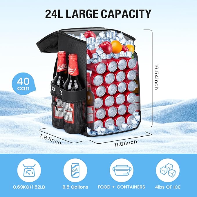Cooler Backpack - 40 Cans Insulated Leak Proof Backpack Cooler Portable Picnic Camping Beach Hiking BBQ Picnic Bag for Men and Women -Grey
