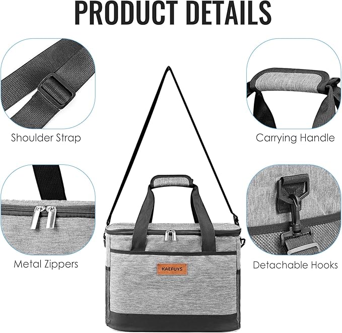 Insulated Cooler Bag Soft Cooler Bag for Men/Women with Shoulder Strap, Leakproof for Camping, Travel, Picnic, Work (30L)