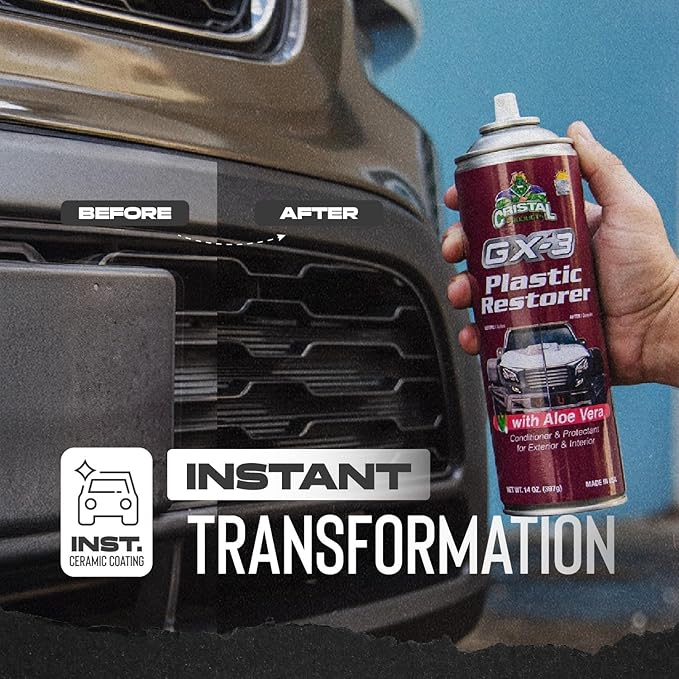 GX-3 Plastic Restorer – Black Plastic Restorer for Cars & Automotive Trim Restorer – Interior Car Cleaner & Exterior Faded Plastic, Vinyl & Rubber Renewer with Aloe Vera 12PK (8 fl oz)
