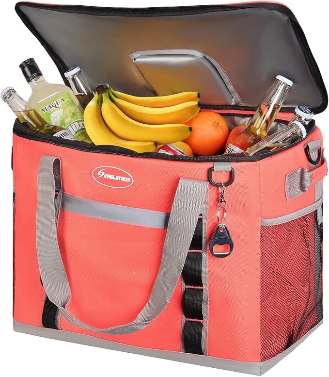 Maelstrom Collapsible Soft Cooler Bag,35/55/75 Cans Beach Cooler with Flip Top Lid, Ice Chest, Leakproof & Portable for Beach, Camping, Road Trips & Grocery Shopping