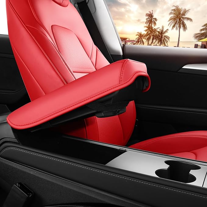 Model 3 Seat Cover for Tesla 2017-2023 Full Set Front and Rear Seat Cover for Cars (Red-Model 3)