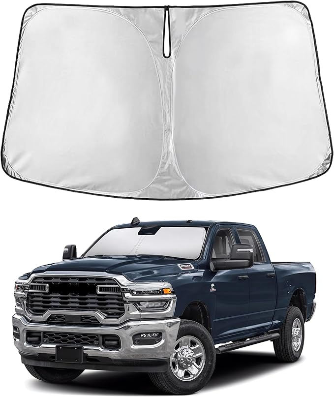 EcoNour Windshield Sunshade Compatible for Dodge Ram 2500 2010-2024 2025 2026, Sun Visor for Front Windshield & Window Sun Shade Cover, UV Heat Blocker & Protector, Car Accessories