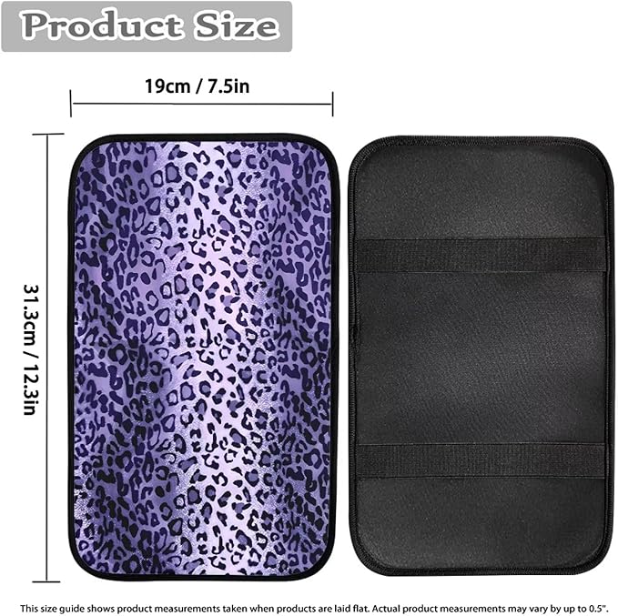 Purple Leopard Car Center Console Cover Armrest Pad Cover Universal Car Arm Rest Seat Storage Box Mat Wear Resistant Non Slip Interior Accessories