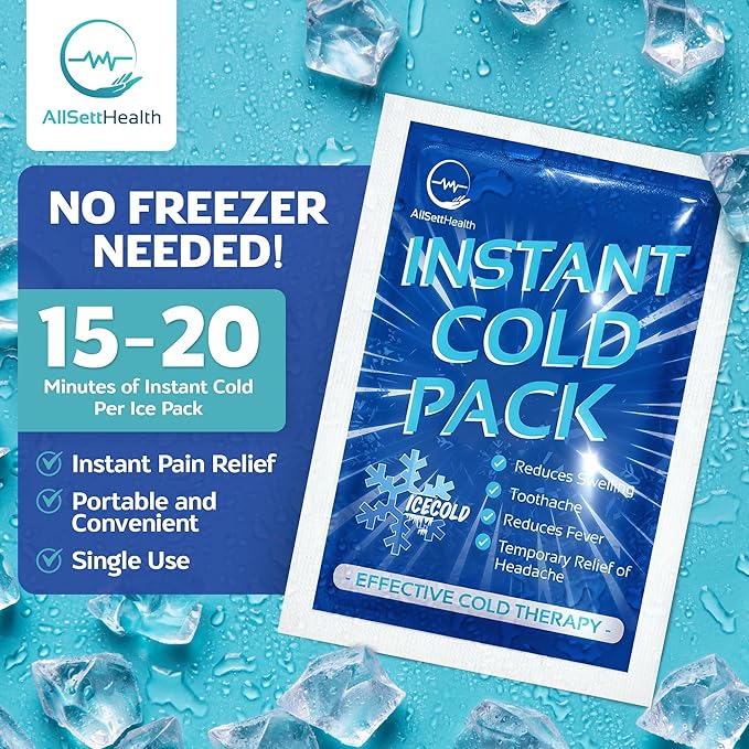 100 Pack Instant Cold Pack - Disposable Instant Ice Packs for Injuries Cold Compress Ice Pack for Pain Relief, Swelling 6 x 4.5 in