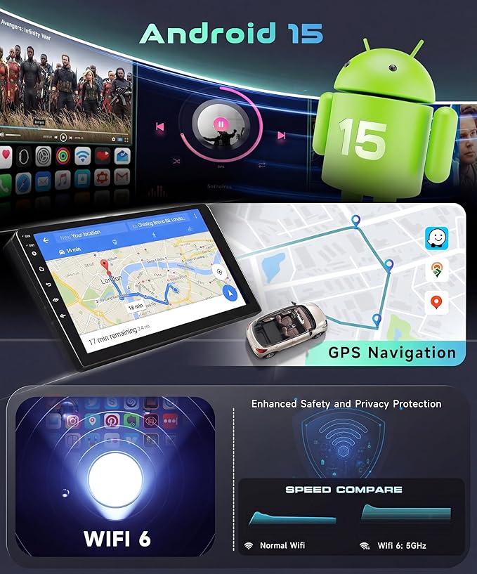 Snapdragon 8 Core 4GB+64GB 5/6Ghz WiFi for Ford Transit 2013-2019 Car Stereo with Android 15 Radio 9 Inch 1280 * 720 IPS Touchscreen Carplay/Android Auto GPS FM/RDS SWC Camera