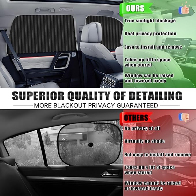 ZATOOTO Window Shades for Car Camping - Privacy Cover and Side Blinds - Protection from Heat and UV for Kids, Family, Pets