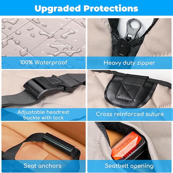 URPOWER 2026 Upgraded Back Seat Extender for Dogs - Large Hard Bottom Dog Car Seat Cover Holds 550lbs, Waterproof Dog Hammock Pet Bed with High-Density Foam Non-Slip Backseat Protector