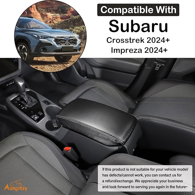 Car Leather Center Console Protector Cover Compatible with Subaru Crosstrek/Impreza 2024 Center Console Armrest Seat Box Cover Cushion Lid Protector Pad Waterproof Anti-Scratch Interior Accessories