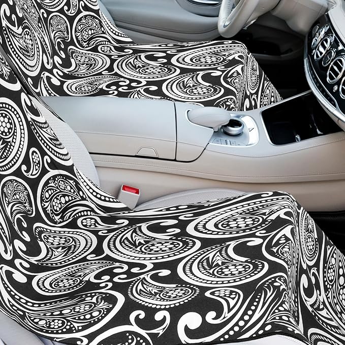 2 Pack Car Seat Towel Covers with Storage Bag 63 x 32 Inch Athletic Running Towel Seat Sweat Washable Non Slip Cover Gift for Car Outdoor Sport Activities (Paisley)