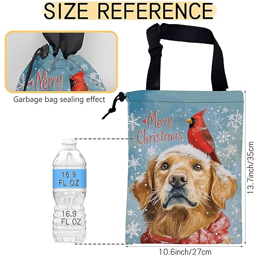 Cardinal Car Garbage Bag,Golden Retriever Dog Small Car Trash Bag Hanging Back of Seat,Drawstring Car Trash Bag with Adjustable Buckle,Car Accessories for Camping Travelling