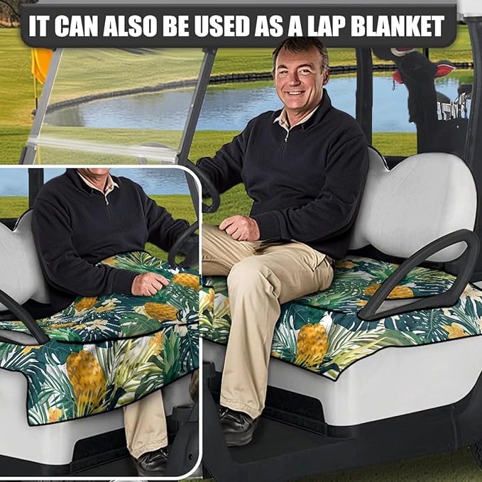 Biyejit Golf Cart Seat Covers with 4 Pockets Golf Cart Seat Towel Blanket Fits 2-Seat Golf Carts, Golf Cart Accessories