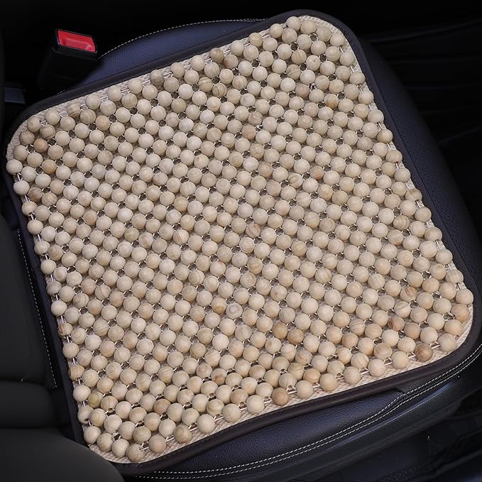 LACDL Beaded Car Seat Covers for Cars, Cooling Bead Seat Cover for Trucks & SUVs - Auto Ventilated Seat Cooler Pad, Natural Wood Breathable Beads - Sweat Protector for Summer, Burlywood