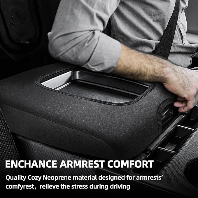 Center Console Cover Compatible with Chevy Silverado 2014 2015 2016 2017 2018 with 40/20/40 Jump Seat Console, Armrest Cover Protector for Middle Console, Car Accessories
