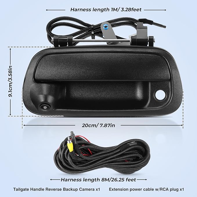 Tailgate Handle Backup Camera Fit for Toyota Tundra 2000-2006 Tailgate Reversing Rear View Park Assist Camera RCA Plug Replaces 819952028013