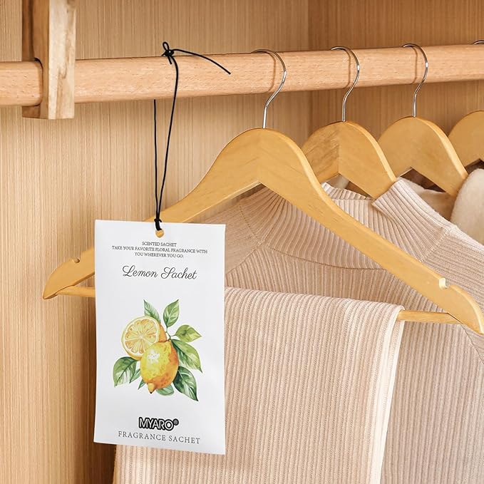 MYARO 12 Packs Lemon Scented Sachets for Drawer Closet Bathroom Odor Eliminator - Fresh Home Fragrance Car Air Frehener