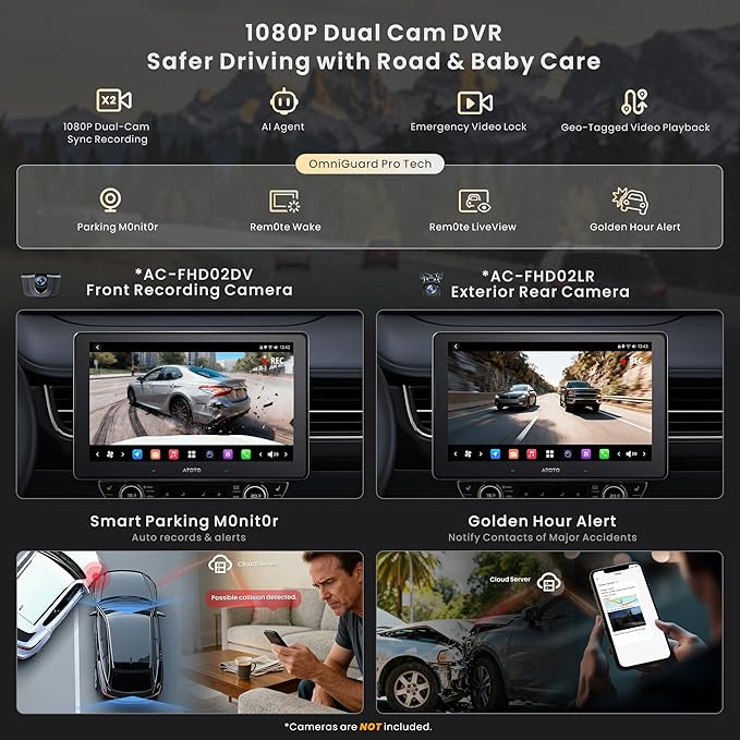 ATOTOZONE X10 10" Single Din & Double Din Car Stereo, Floating Screen,8G+128G Android in-Dash Navi, AI Vision, Cloud SIM&4G LTE, 7.1.2 Ch Hi-Fi Audio, FLAC, Wireless Carplay&Android Auto, ADS Support
