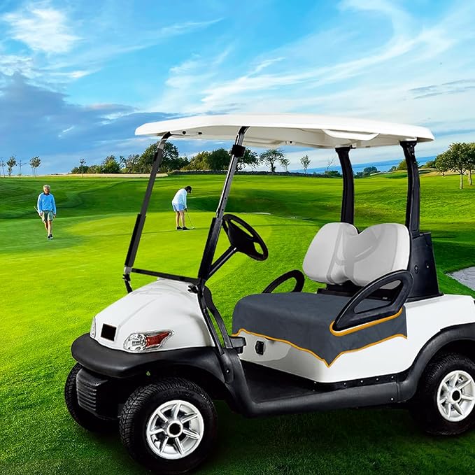 Golf Cart Seat Covers, Breathable Golf Cart Seat Towel Blanket, Keeps Seats Dry & Comfortable in All Weather, Universal 51"x30" for EZGO, Yamaha, Club Car and More 2/4-seats Cart, Dark Gray