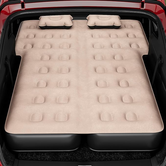 YITAHOME SUV Air Mattress with Pump, Pillows, Carry Bag & Repair Kit, 10" Inflatable Car Camping Bed for SUV, Jeep Wrangler, 4Runner & Mid-to-Large SUVs, Brown&Black