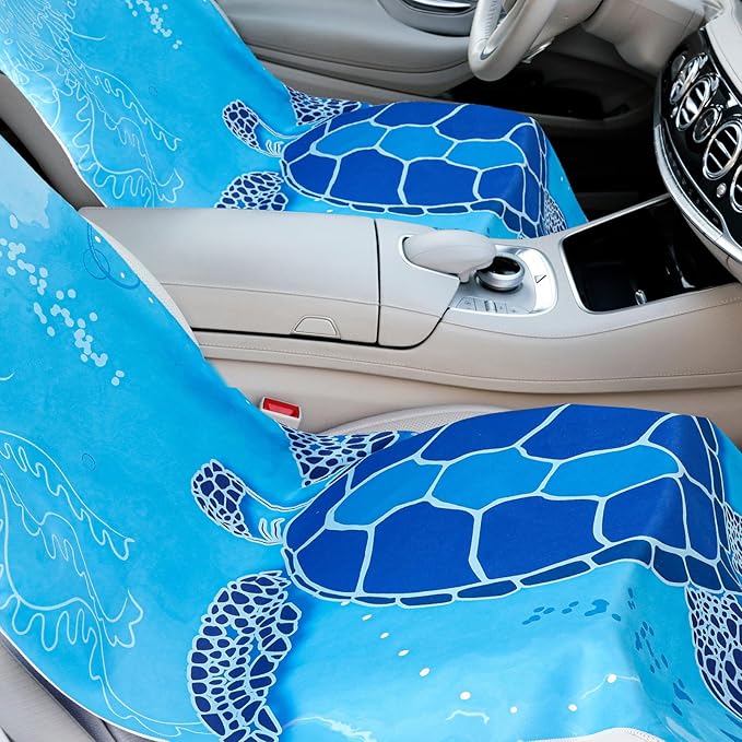2 Pack Car Seat Towel Covers with Storage Bag 63 x 32 Inch Athletic Running Towel Seat Sweat Washable Non Slip Cover Gift for Car Outdoor Sport Activities (Sea Turtles,Mandala)