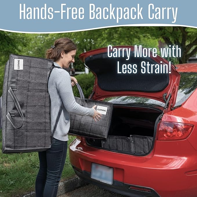 VENO 4 Pack Heavy Duty Moving Bags with Backpack Straps, Zippers & Handles, Extra Large Packing Bags for College Dorm Essentials, Moving Supplies Alternative to Cardboard Moving Boxes