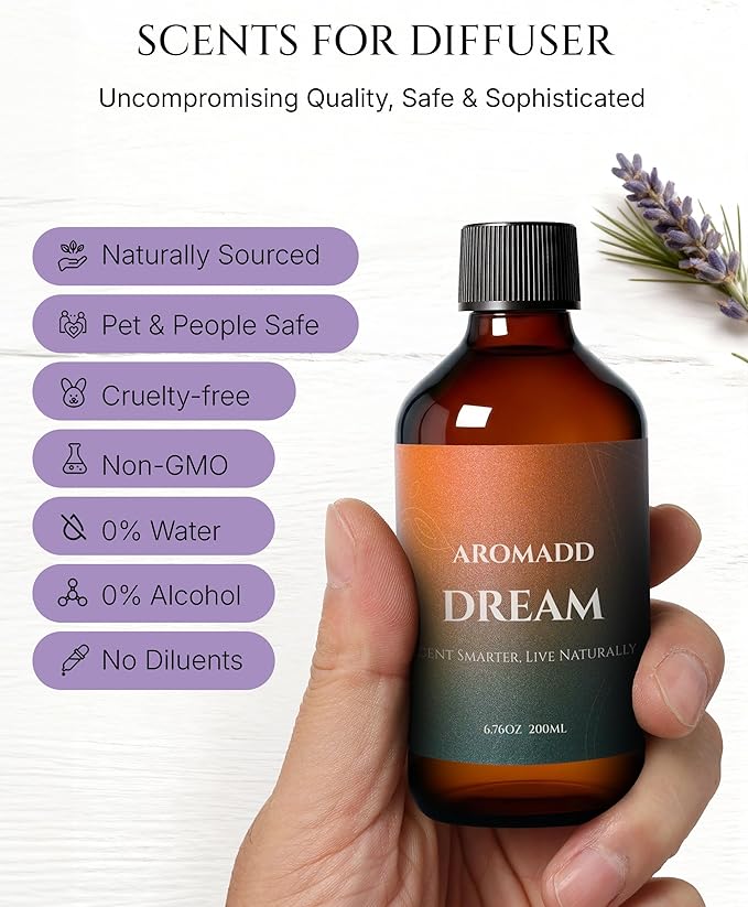 AROMADD Dream Diffuser Oil Inspired by Luxury Hotel Scent 6.76 Fl Oz (200ml), Aroma Diffuser & Hotel Fragrance Diffuser Oil, Essential Oil Diffuser for Aromatherapy, Long-Lasting