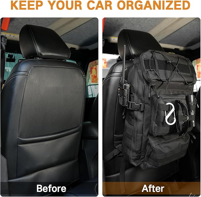 Universal Tactical Vehicle Back Seat Organizer Tactical Backpack with Multi-Pockets MOLLE Backpack