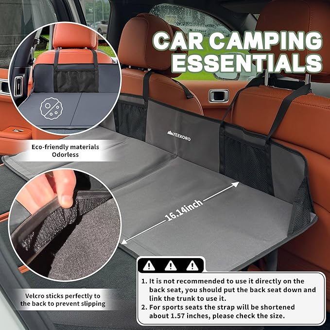 Car Rear Seat Mattress Extension Plate, Foldable Car Back Seat Extender，Portable Mattress for Sleeping, Increase Travel Trunk Space and Car Bed Camping Space for Cars, SUV, Model Y/3