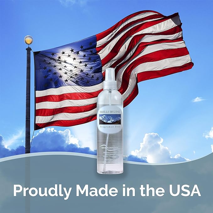 SMELLS BEGONE Air Freshener Spray - Odor Eliminator - Eliminates Odors from Smoke, Trash Cans, Pets, Cars and Boats - Fragrance Free - 12 Ounce