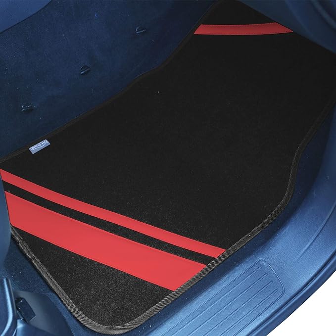 FH Group Car Floor Mats - Carpet Floor Mats for Cars, Universal Fit Automotive Floor Mats, All Purpose Car Floor Mats, Carpet Protector Mat for Most Sedan, SUV, Truck Floor Mats Red