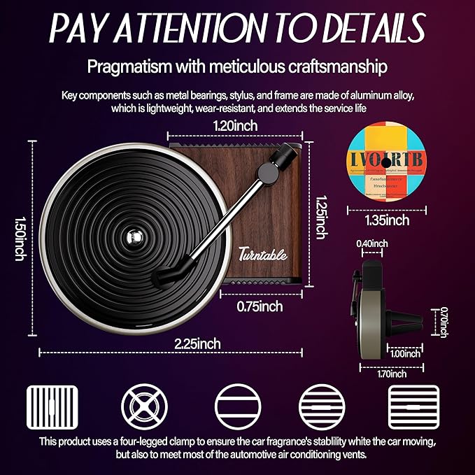 Maicican 12PCS Customizable Car Air Freshener Vent Clip, Pop Singer Album Cover Record Player Shape, Music Lover Gifts. (customization)
