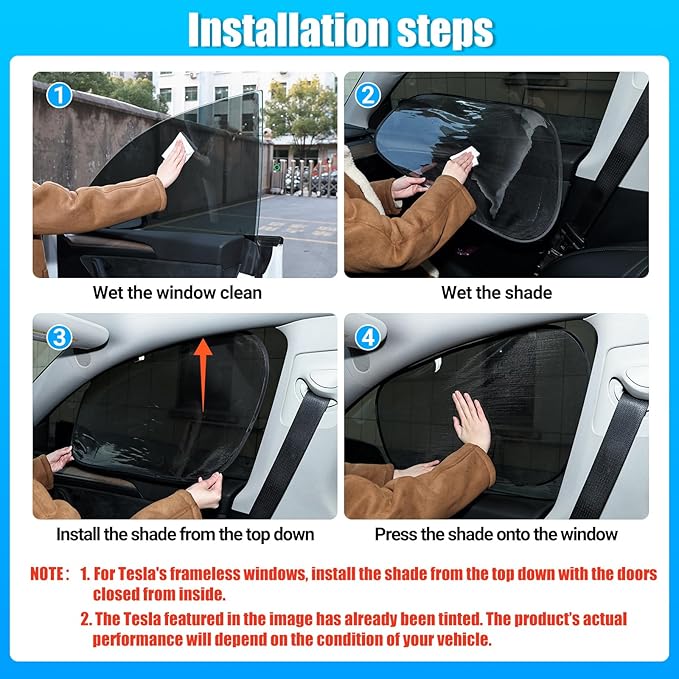 ZATOOTO Tesla Model Y Window Shades for Front Window Driver Side Window Cover Transparent Static Cling Film | Block 90% UV & Heat | No Adhesive, Easy Install | Enhanced Visibility, Interior Protection