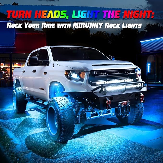 RGB LED Rock Lights Kit, 4 pods Underglow Multicolor Neon Light Pod with Bluetooth App Control Flashing Music Mode Wheel Well Light for Truck ATV UTV RZR SUV