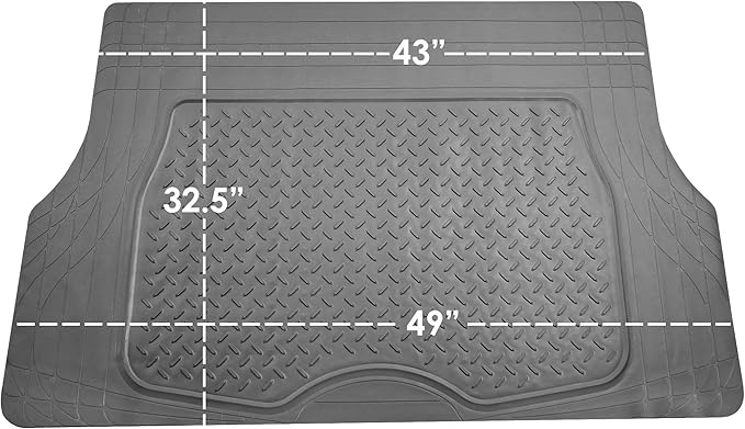 FH Group 3 Row Climaproof™ Trimmable Non-Slip Vinyl Floor Mats with Cargo Liner- Universal Fit for Cars Trucks and SUVs (Gray) F11306 + F16401