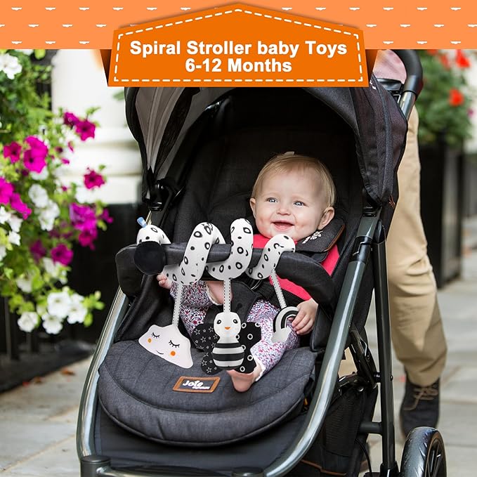 FPVERA Infant Car Seat Toys for Babies 0-6 Months: Travel Baby Toy for Rear Car Seat, Adjustable Mobile Activity Arch with Music, Sensory Hanging Toy Fits SafetyCrib, Stroller