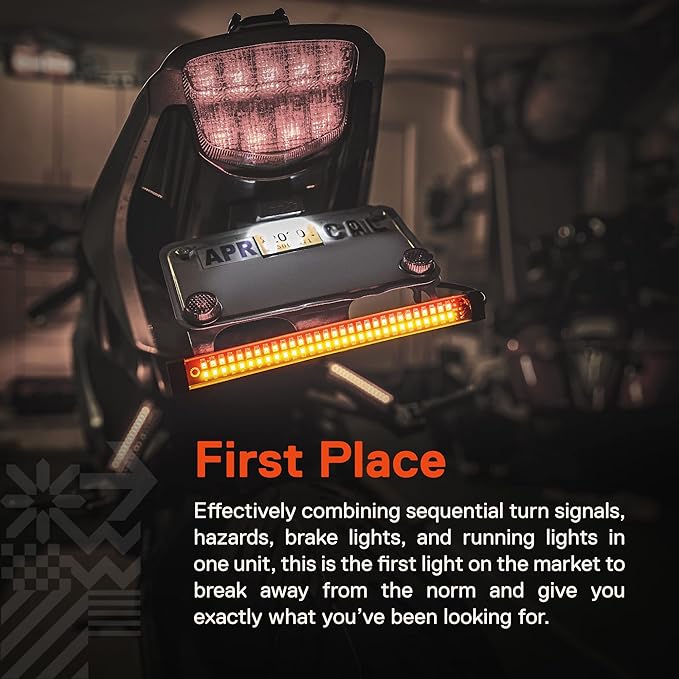 TRUE MODS 1pc 8" LED Motorcycle Turn Signal & Brake Taillight Strip [Waterproof] [Dual Row] [RED Tail & Brake] [AMBER Sequential Blinker] Self Adhesive Surface Mount Flexible Lamp for ATV Dirt Bike