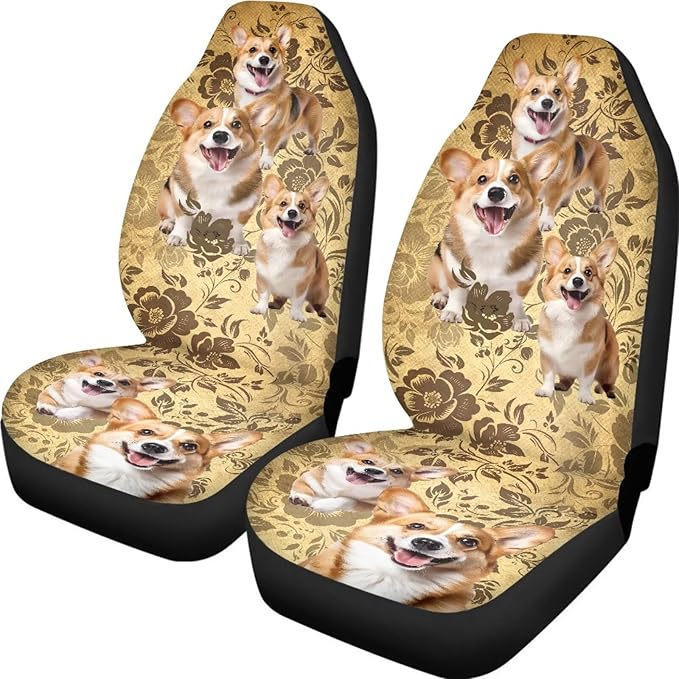 Car Seat Covers Set of 2, Seat Protector for Car Front Seat,Universal Auto Print Seat Covers for Cars SUV Trucks(Dog 81)