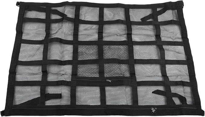 Large Capacity Car Ceiling Mesh Roof Storage Bag Breathable Luggage Net For SUVs Vans Trucks And Cars (90x65cm)