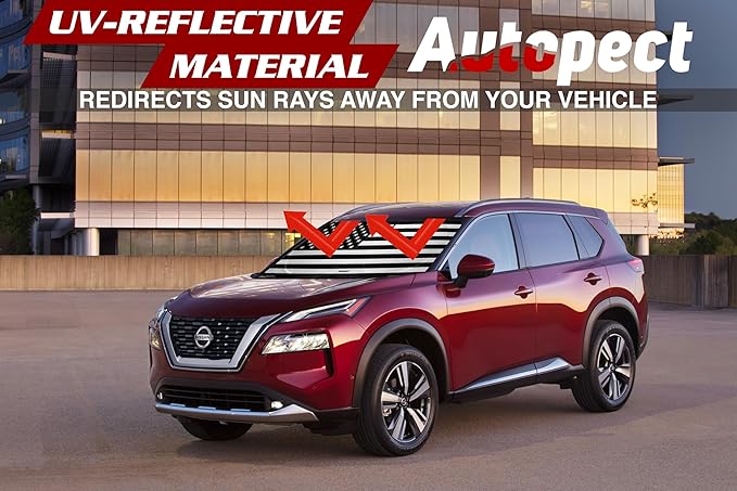 Windshield Sun Shade - American Flag Design, High-Resolution Sun Visor for Car, Truck, SUV with Mirror Cut-Out for Interior Sun Protection, Foldable Car Sun Shade (Black and White, Medium)