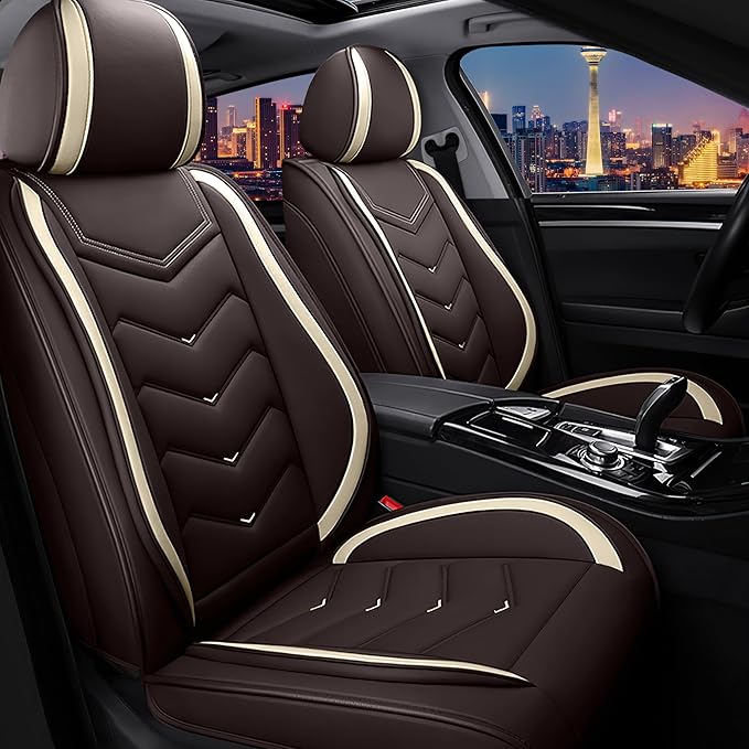 CTDS Car Seat Covers for Chevy Trax 2015-2026, Stylish Sport Seat Cover, Premium Nappa Leather Car Seat Cover. Automobile Seat Covers Sets.(Standard 2 Seats/Coffee Color)