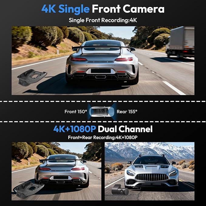 4K Dash Cam for 2024 2025 2026 Toyota Grand Highlander XLE Limited Platinum (AS10),OEM-Style,UHD 2160P Video, Built-in WiFi & APP, Loop-Recording,G-Sensor,Plug & Play,64GB Card