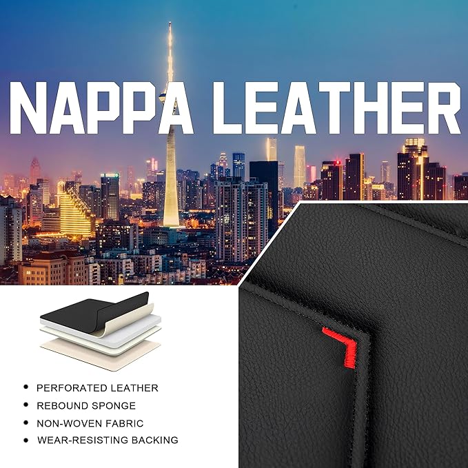 CTDS Car Seat Covers for Nissan Pathfinder 2000-2026, Stylish Sport Seat Cover, Premium Nappa Leather Car Seat Cover. Automobile Seat Covers Sets.(Luxury 2 Seats/Black Red)