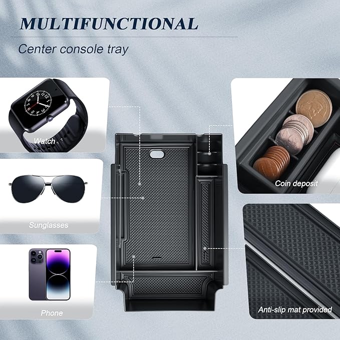 BIBIBO 3Packs 2024 2025 2026 Crosstrek Center Console Organizer for 2023-2026 Subaru Crosstrek&2024+Subaru Impreza Console Trays+ Insert Cup Holder& Wireless Charging Mats Crosstrek 2024 2025 2026