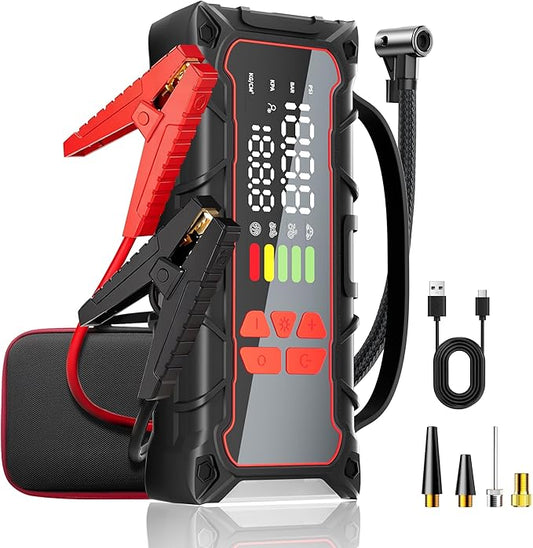 5000A Car Battery Jump Starter with Air Compressor 160PSI, Car Battery Charger 7.0L Gas/6.0L Diesel, Jumper Box for Car Battery with Tire Inflator & Power Bank& Jumper Cables, Mother's Day