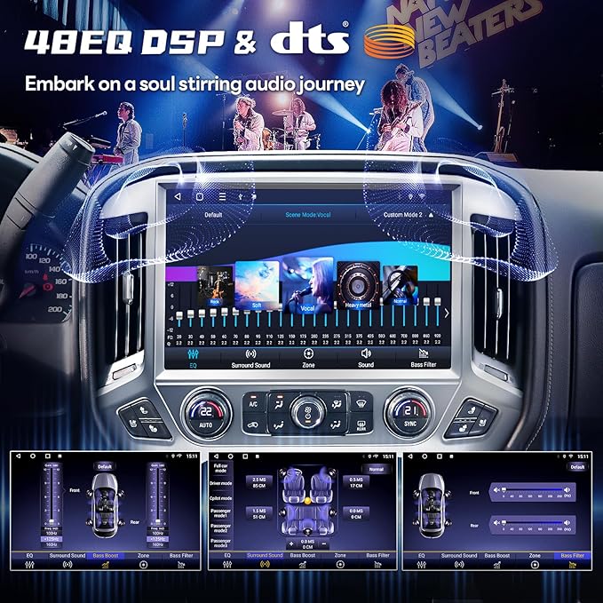 13.1 Inch 8Core 4+64G Car Radio for Chevy Silverado GMC Sierra 2014-2018 5Ghz WiFi 2K Screen Silverado Radio Wireless CarPlay Android Auto BT GPS 48EQ FM/RDS Backup Camera MIC,Silver