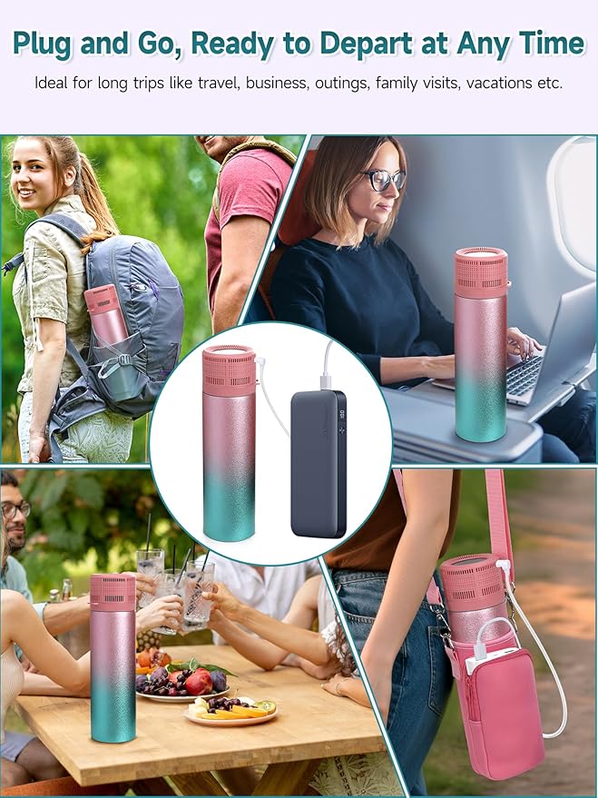 Electric Insulin Cooler Travel Case, USB Charger & Biogel Ice Box - Unlimited Hours, 35-68°F Custom & Display Temperature Medical Cooler, TSA Approved Diabetic Medication Refrigerator